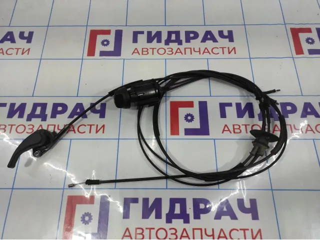 Трос открывания капота Renault logan 2 Stepway 656202811R. В сборе с тросами корректора фар.