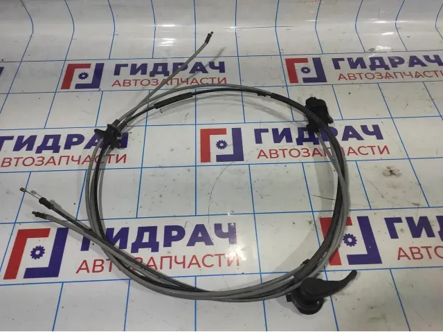 Трос открывания капота Renault Logan 2 656202811R. В сборе с тросами корректора фар.